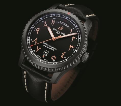 Black Leather Strap Copy Breitling Aviator 8